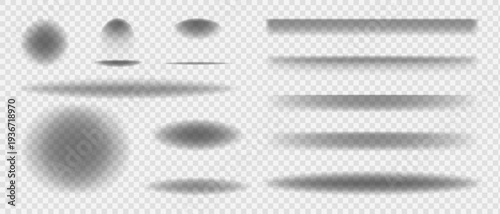 Shade shadow effect of different shapes oval and rectangular, Realistic soft gray shadows of paper boxes set