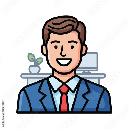 A cartoon man in business attire