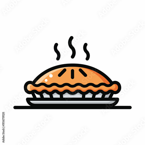 A hot savory pie on a plate