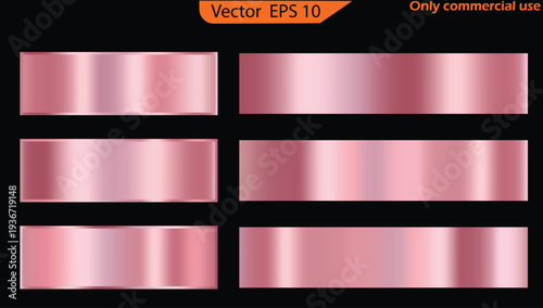 Set of vector banners. Set of pink banners. Set of pink foil texture background. Realistic gradient mesh. Set of metal banners. High resolution. Only commercial use. 
