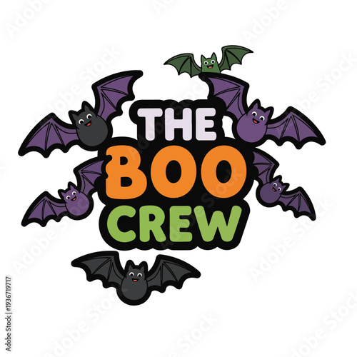 A logo with cartoon bats and THE BOO CREW text