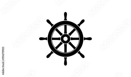 Ship Steering Wheel Nautical Helm Icon Vector Illustration