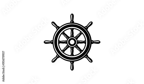 Vintage Nautical Ship Steering Wheel Emblem Vector