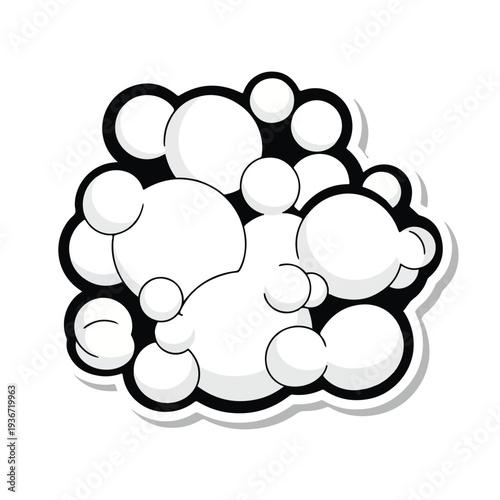 A cluster of black-outlined white bubbles