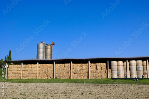 Straw Storage Barn with Silos in Tuscan Agricultural Landscape, Italy