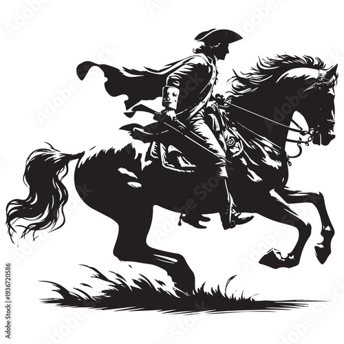 Wallpaper Mural Vintage Cavalry Warrior with Sword Riding Horse Silhouette Engraving Historic Military Rider Torontodigital.ca