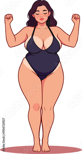 donna estate in costume da bagno mentre fa esercizi di ginnastica sport movimento yoga vettoriale