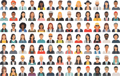 Diverse group of people icons in colorful modern illustrations