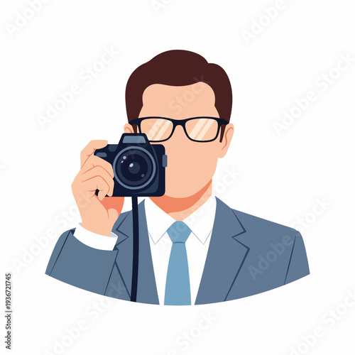 A man in a suit taking a picture