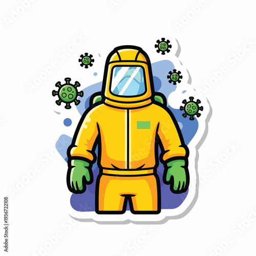 A person in a yellow hazmat suit