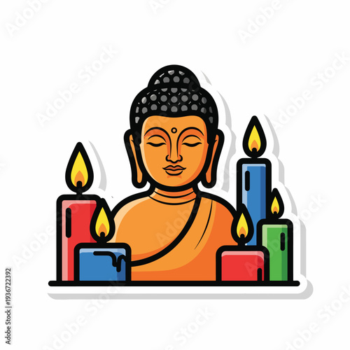 A serene buddha with candles