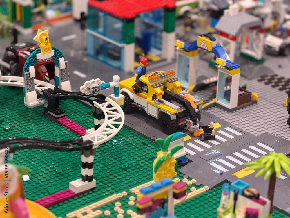 Fototapeta premium Lego city street with rollercoaster