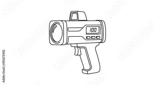 Police Radar Gun for Speed Detection, Isolated White Background