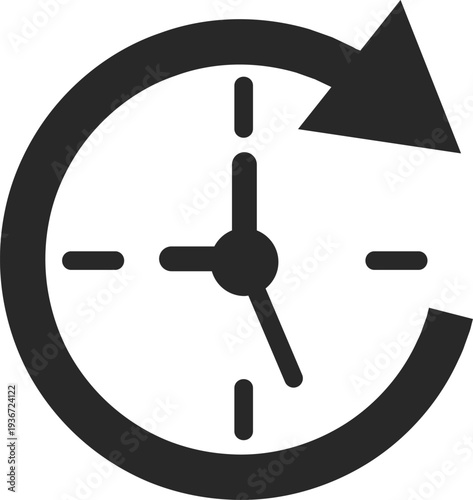 Recurring event black icon. Time clock repeat