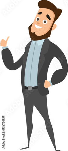 Successful businessman show thumb up hand gesture