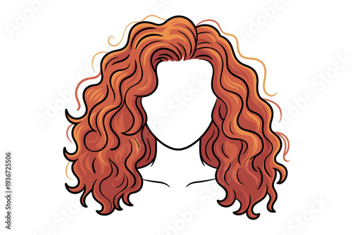 A vibrant redhead woman with wavy hair in a cartoon illustration style