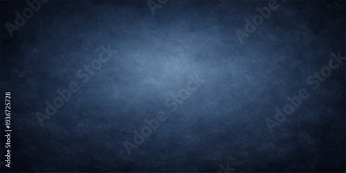 A blank, dark blue vintage grunge background features an aged, textured pattern reminiscent of a rough, dirty chalkboard or an empty old paper surface for design wallpaper