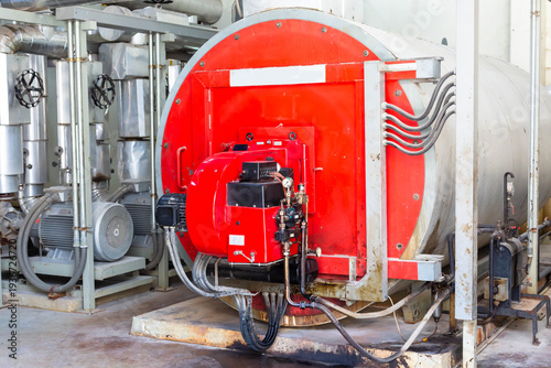 Fire Tube Boiler front side open for maintenance.
