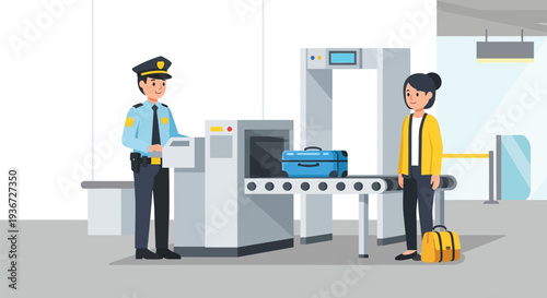 Airport security screening luggage vector