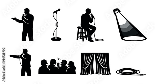 Spotlight shining on empty stage area with curtains and cable