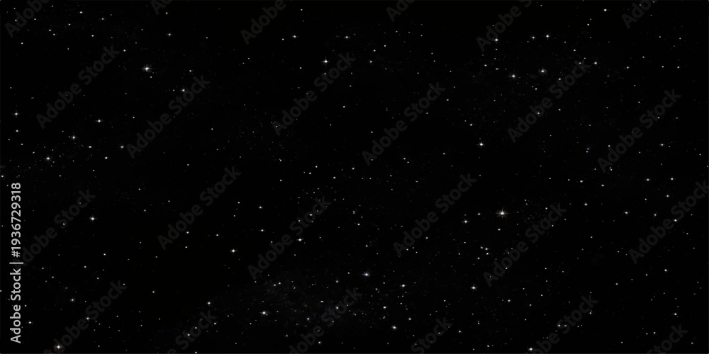 Obraz premium Abstract motion animation of falling snow flakes and white dust particles drifting through a dark night sky filled with glowing stars and a blue galaxy starfield across the cosmic space universe