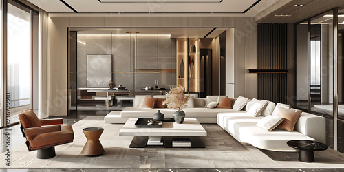 Modern Luxury Living Room with City View