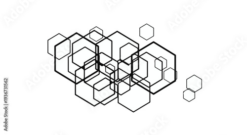 Geometric Abstract Pattern of Interlocking Hexagons on a White Background
