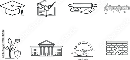 Educational icons and symbols