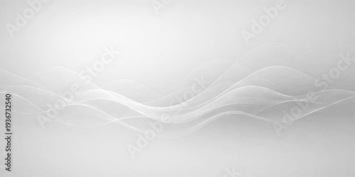 Abstract white background with elegant light gray waves and a soft silk fabric texture creates a smooth blank paper pattern for a minimal wallpaper backdrop