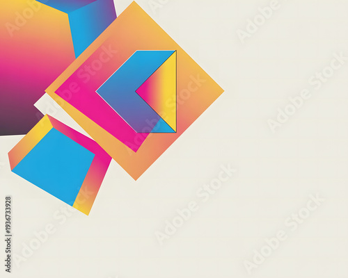 Colorful abstract geometric vector background featuring a business web banner template design with 3d square origami shapes and vibrant paper art elements