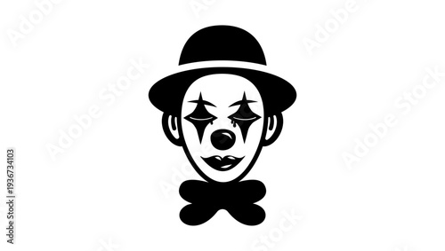 Clown Face symbol, black isolated silhouette