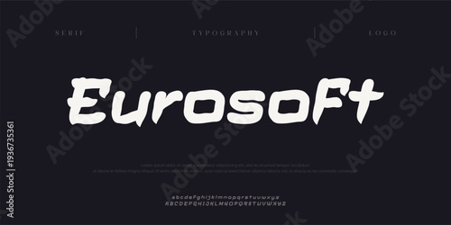 Eurosoft, Creative digital technology Modern Logo Sport Italic Alphabet Font. Typography abstract italic Futurebold fonts, sport, movie brand and logos. vector illustration
