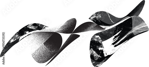 Glitch distorted geometric shape . Noise destroyed logo . Trendy defect error shapes . Glitched .Grunge textured . Distressed effect .Vector shapes with a halftone dots screen print texture.
