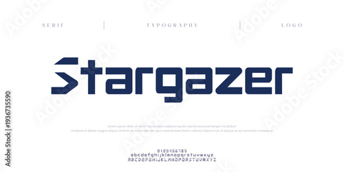 Stargazzer, Creative digital modern minimal logo alphabet font. Typography abstract minimalist sans serif typeface technology, electronic, sport, music, creative logos fonts. vector illustration
