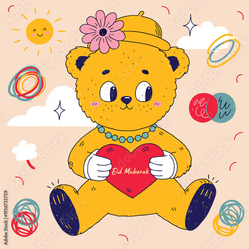 teddy bear with flowers