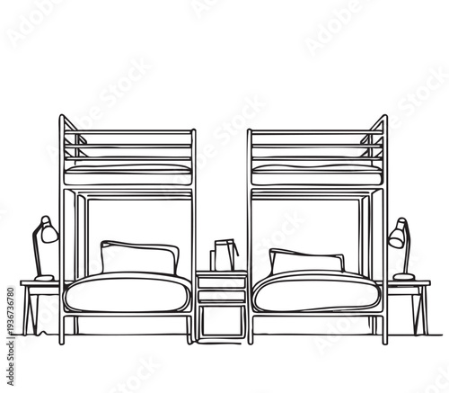 Children's room. Children's furniture. Bunk bed of a sketch style.