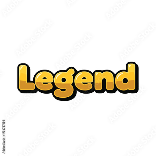 Golden 3D text legend graphic element with shadow effect for title headers or headings in advertising or marketing campaigns