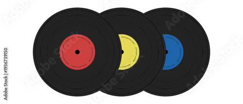 Vinyl vintage record, Gramophone LP record with long playback sound. CD disc of old vintage player, Music hits 70s 80s 90s DJ party