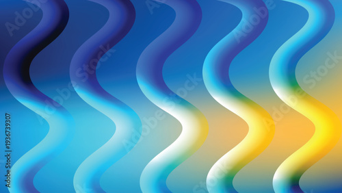 Abstract blue wave background with bright colorful curves and flowing digital water pattern