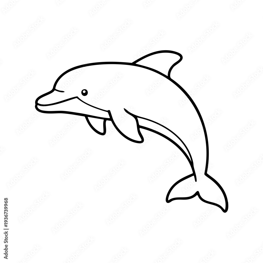 Obraz premium A minimalist vector illustration of a dolphin in a dynamic jumping pose