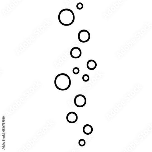 A minimalist vector graphic illustration of a series of descending bubbles in a vertical line