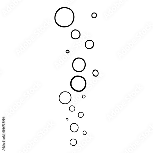 A minimalist vector graphic illustration of rising bubbles in a vertical line