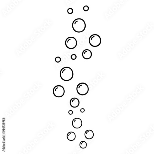 A minimalist vector graphic illustration of bubbles in various sizes floating upwards