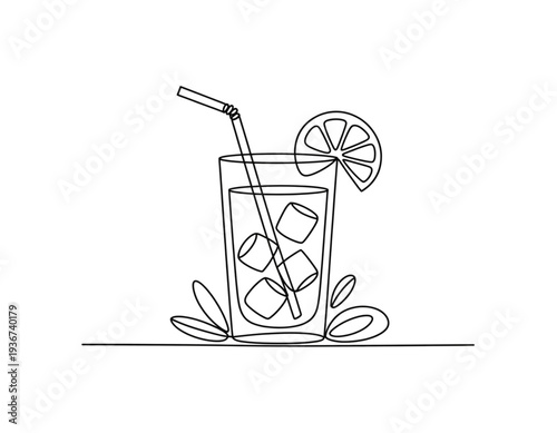 A refreshing glass of citrusy drink garnished with fresh fruit and mint leaves isolated on transparent background