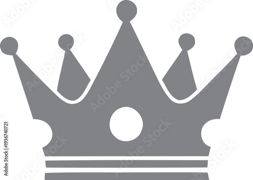 A gray crown icon with a circular center and five pointed tips