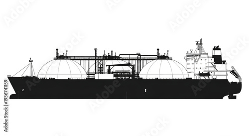 LNG Tanker Ship Silhouette – Liquefied Natural Gas Carrier Vector