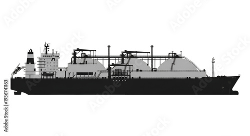 LNG Tanker Ship Silhouette – Liquefied Natural Gas Carrier Vector