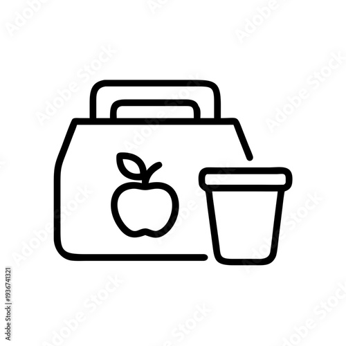 Healthy Lunch Box Icon — Diet Meal Prep, Nutrition and Weight Loss Symbol