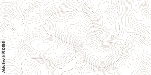 Abstract discovery topographic map banner texture background, modern curve abstract topo map design. Topo contour map on white background. Abstract background with waves Geographic mountain relief.