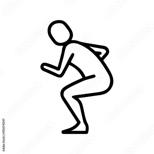 Person Doing Squat Icon — Strength Training, Fitness Exercise and Weight Loss Symbol